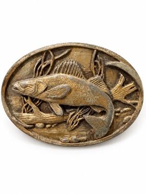 Vintage 1988 Siskiyou Walleye Fish Belt Buckle B-30 Fishing Outdoors